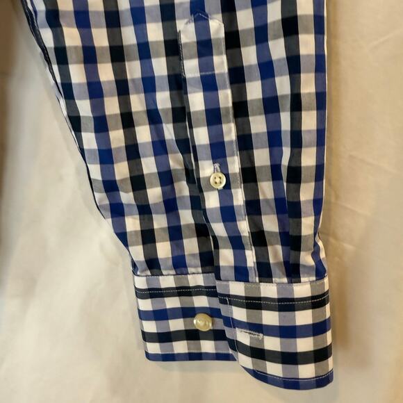 Banana Republic Men's Non-Iron Tailored Slim Fit Button Down XL Blue White Plaid - Picture 7 of 7